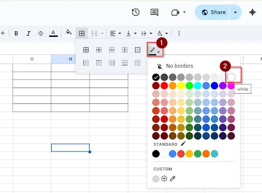 selecting white color border