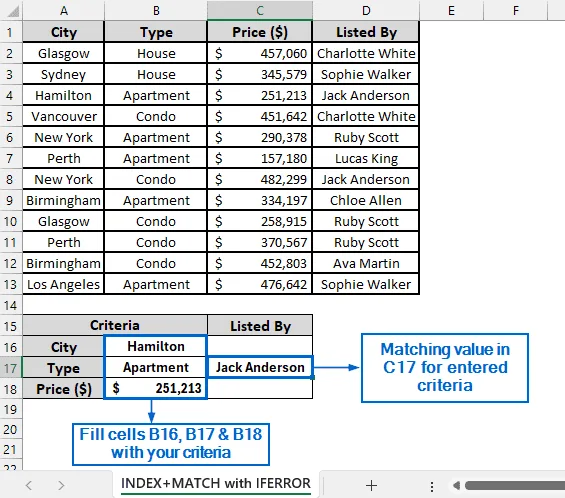 Use IFERROR and INDEX-MATCH for Lookup with Error Handling