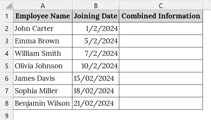 Using the CONCAT Function to Combine Date and Text in Excel