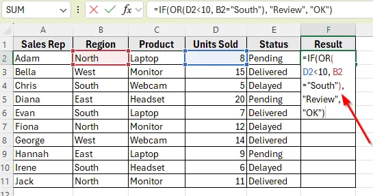 Example 3: Use IF OR with Numbers to Flag Low Sales or Target Regions