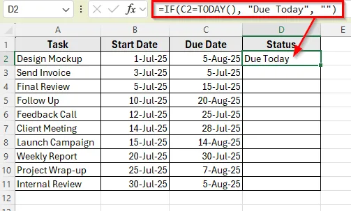 Check If a Task Is Due Today