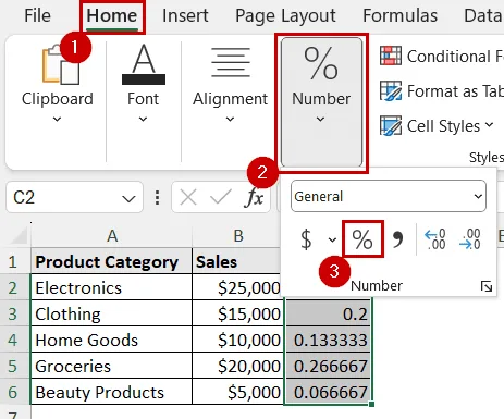 changing cell format to percentage