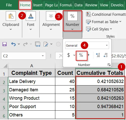 Manually Create a Pareto Chart in Older Excel Versions
