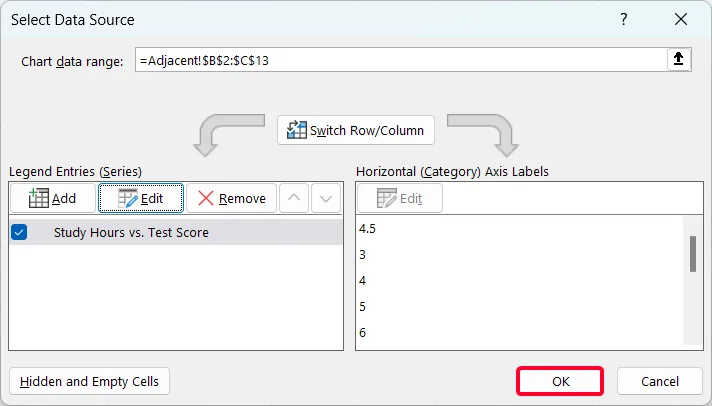 Create a Scatter Plot with Two Adjacent Variables
