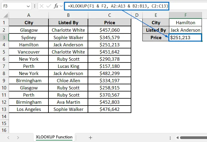 Insert XLOOKUP Function to Return a Value Directly