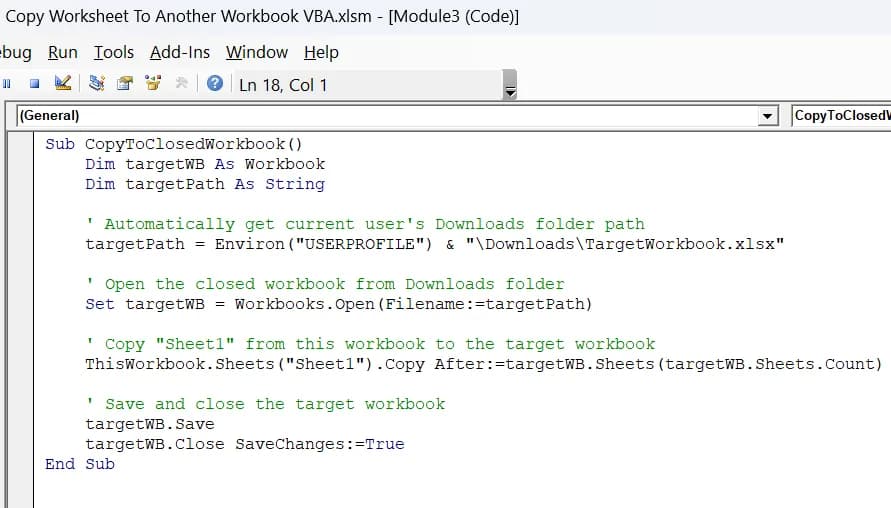 Copy Worksheet to Another Workbook Without Opening