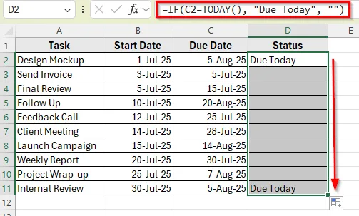 Check If a Task Is Due Today
