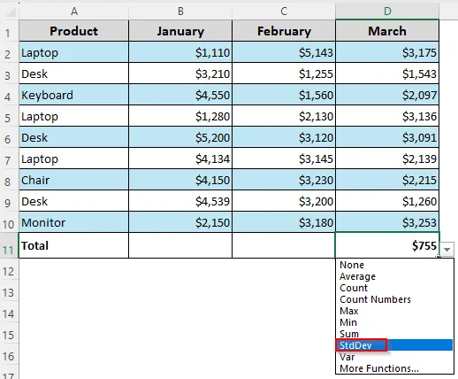 Adding a Total Row Using a Keyboard Shortcut
