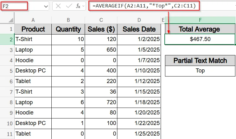 Calculate Average Based on Partial Text Criteria
