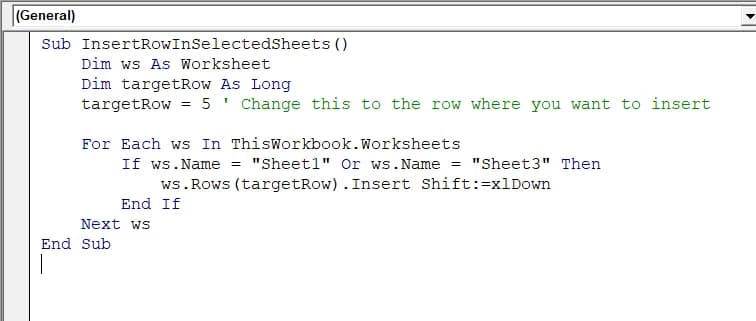 Insert Rows in Specific Sheets