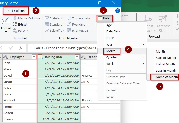 Make Use of Power Query to Extract Month