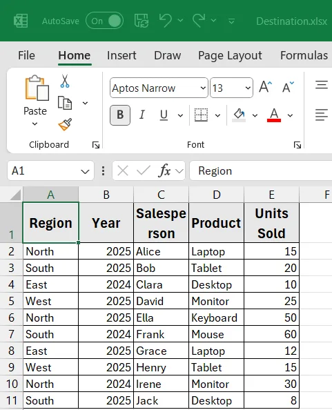Copy Data Using Advanced Filter