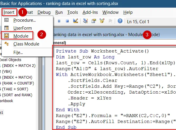 Use VBA to Auto-Sort and Rank When the Sheet Activates