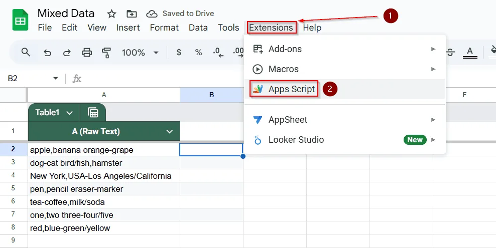 Automatically Split Cells by Multiple Delimiters with Apps Script in Google Sheets