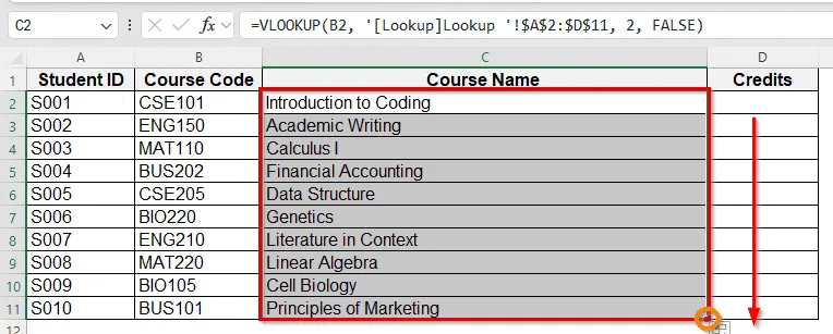 Create a Lookup Table Using VLOOKUP