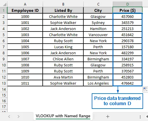 Use VLOOKUP with Named Range
