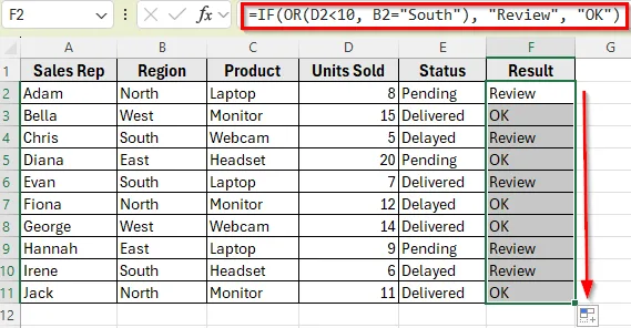 Example 3: Use IF OR with Numbers to Flag Low Sales or Target Regions