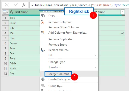 Use Power Query to Automatically Merge Columns