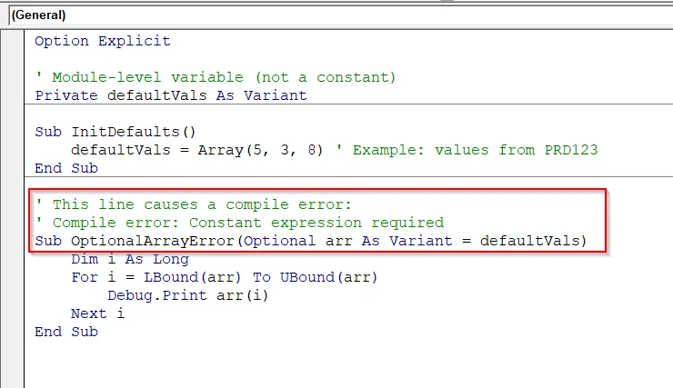 Avoid Array Initialization in Optional Parameters