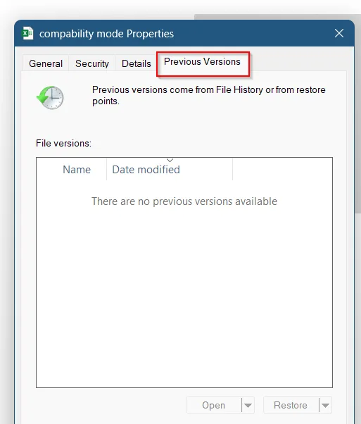 Restore a Previous Version Using OneDrive or Windows File History