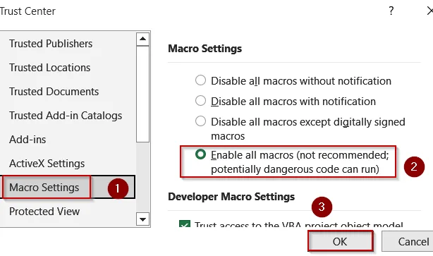 Permanently Allow Macros Across All Excel Files