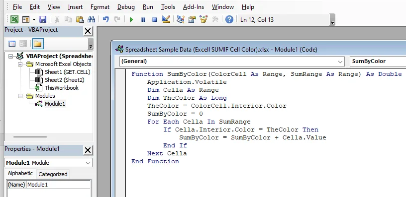 Alternatives to SUMIF Function to Sum by Cell Color in Excel