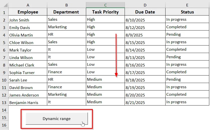 Sort a Dynamic Range Automatically