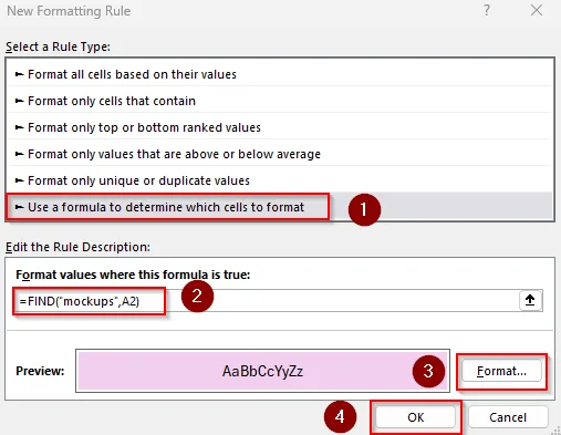 Conditional Formatting Formula for Partial Matches
