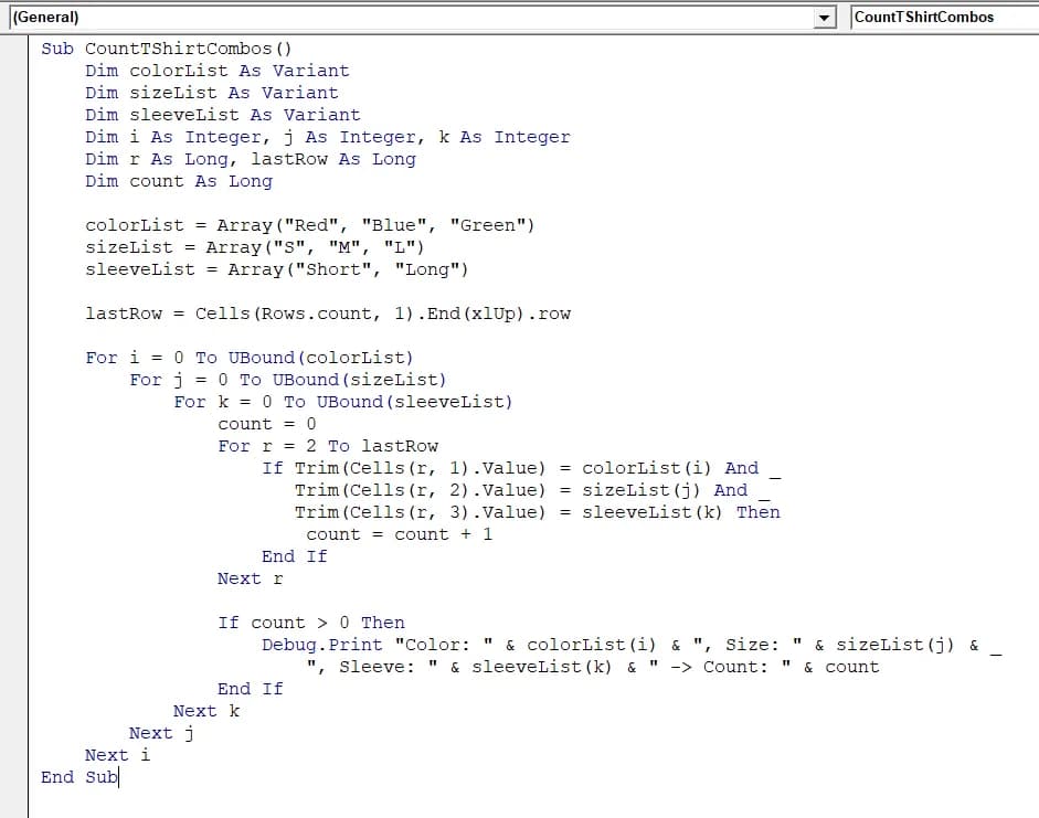Examples of For…Next Loop In Excel VBA