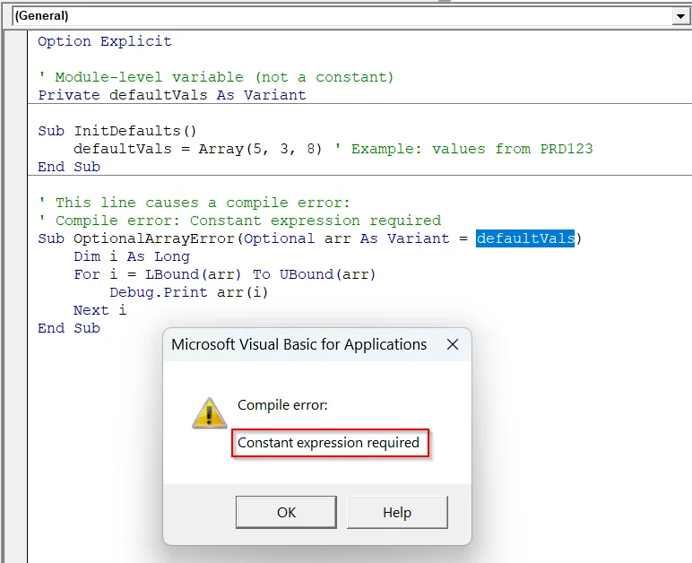 Avoid Array Initialization in Optional Parameters