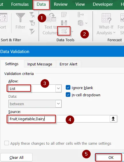 Dependent Dropdown List Using IF Function