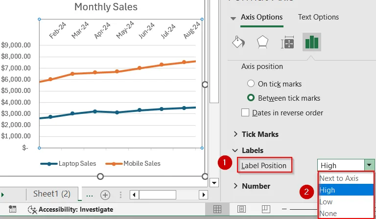 Adjust X Axis Scale and Formatting Using Format Axis