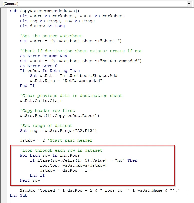 Examples of For Each Row in Range Statement in Excel VBA