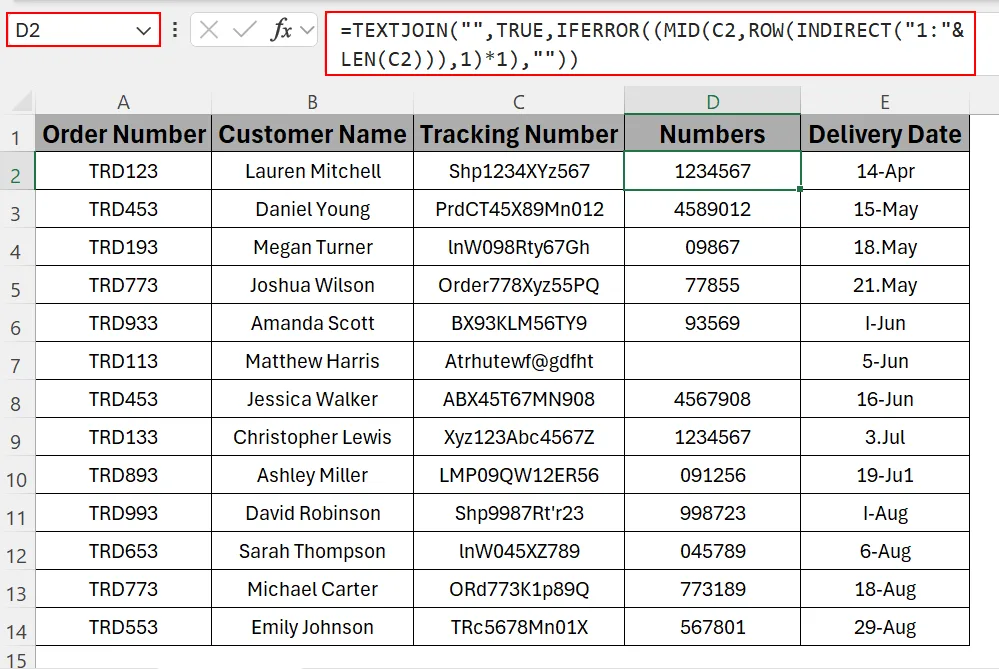 Getting Numbers from Any Position of the Text