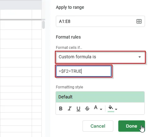 Apply Conditional Formatting Using a Helper Column in Google Sheets