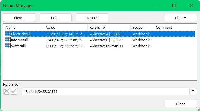 How to Paste Range Name in Excel Formula