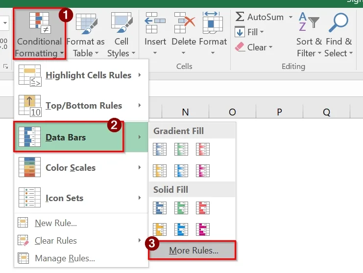 Showing Data Bar with Negative Percentage Value