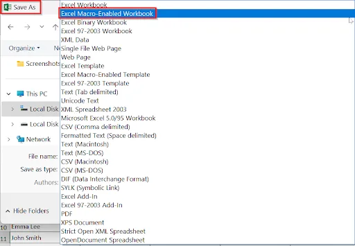 Save Macro As Macro-Enabled Workbook (.xlsm)