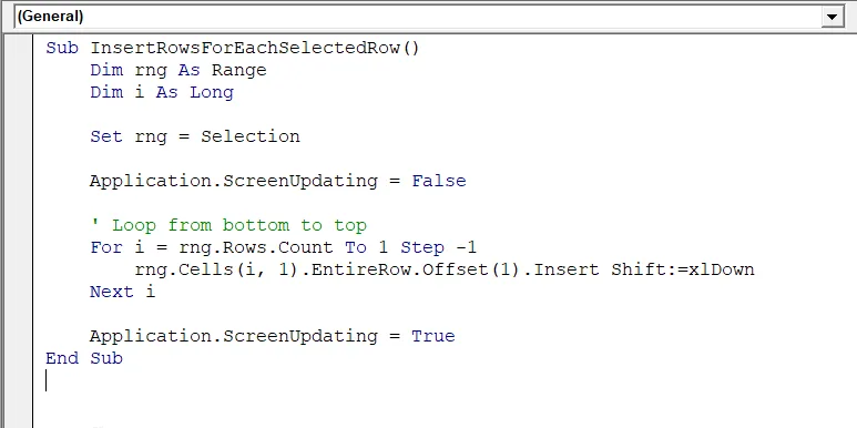 Insert Rows Based on the Selection
