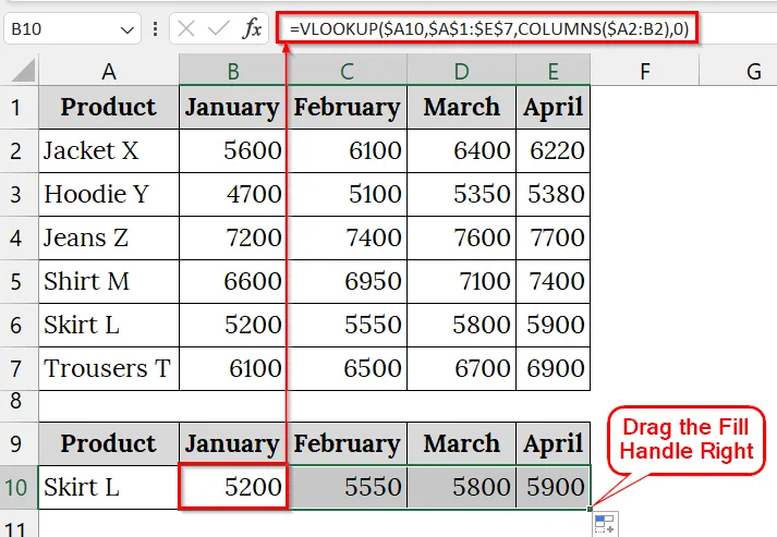 Using the VLOOKUP with the Excel COLUMNS Function