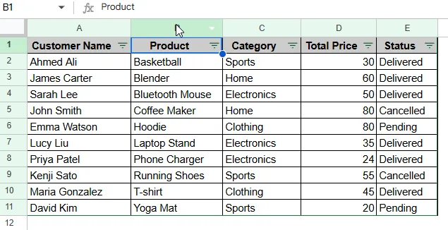 Sorting with Filters for Temporary View