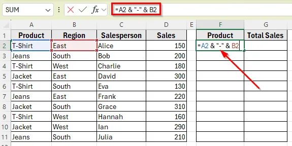 Apply SUMIF Function With a Combined Condition