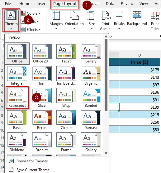 Changing Page Theme to Replace the Entire Table's Color Palette