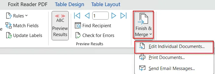 Using Word Mail Merge with Excel Data