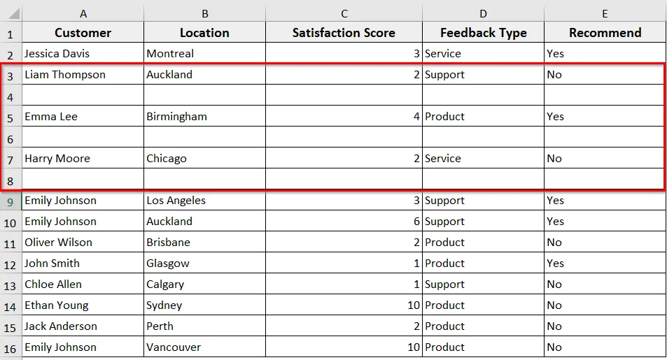 Insert Rows Based on the Selection
