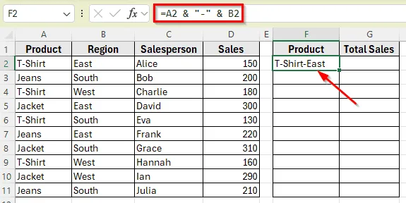 Apply SUMIF Function With a Combined Condition