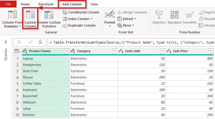 Add a Column Using Power Query (Advanced)