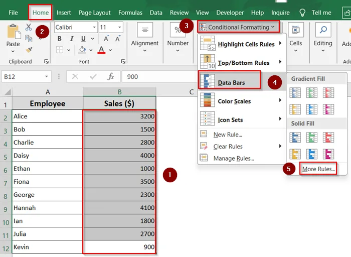 Create Excel Data Bar Based on Formula