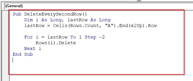 Deleting Alternate Rows