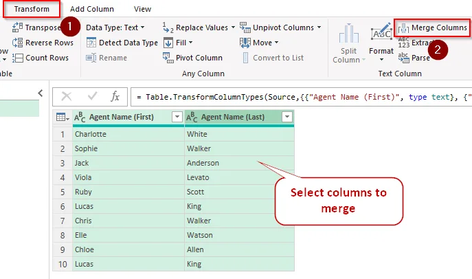 Using the Power Query Tool to Add a Comma Between Names